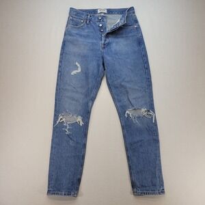 AGOLDE Jeans Womens 25 Blue Jamie High Rise Classic Button Fly Distressed Denim